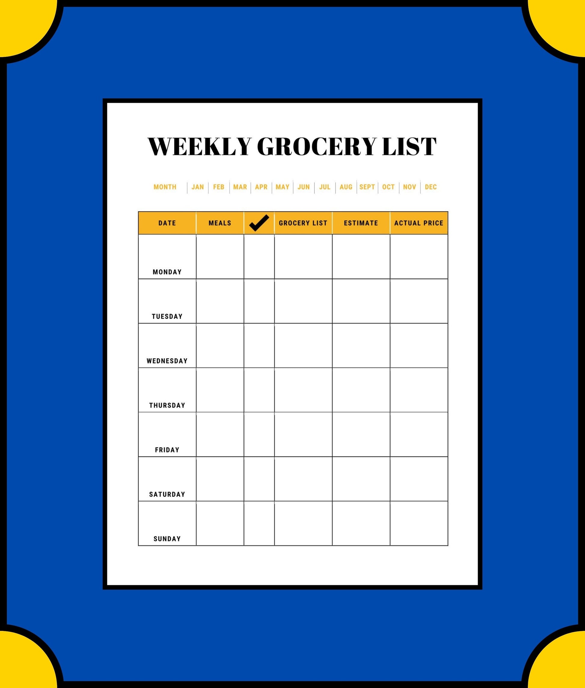 Free Monthly Meal Planner Template