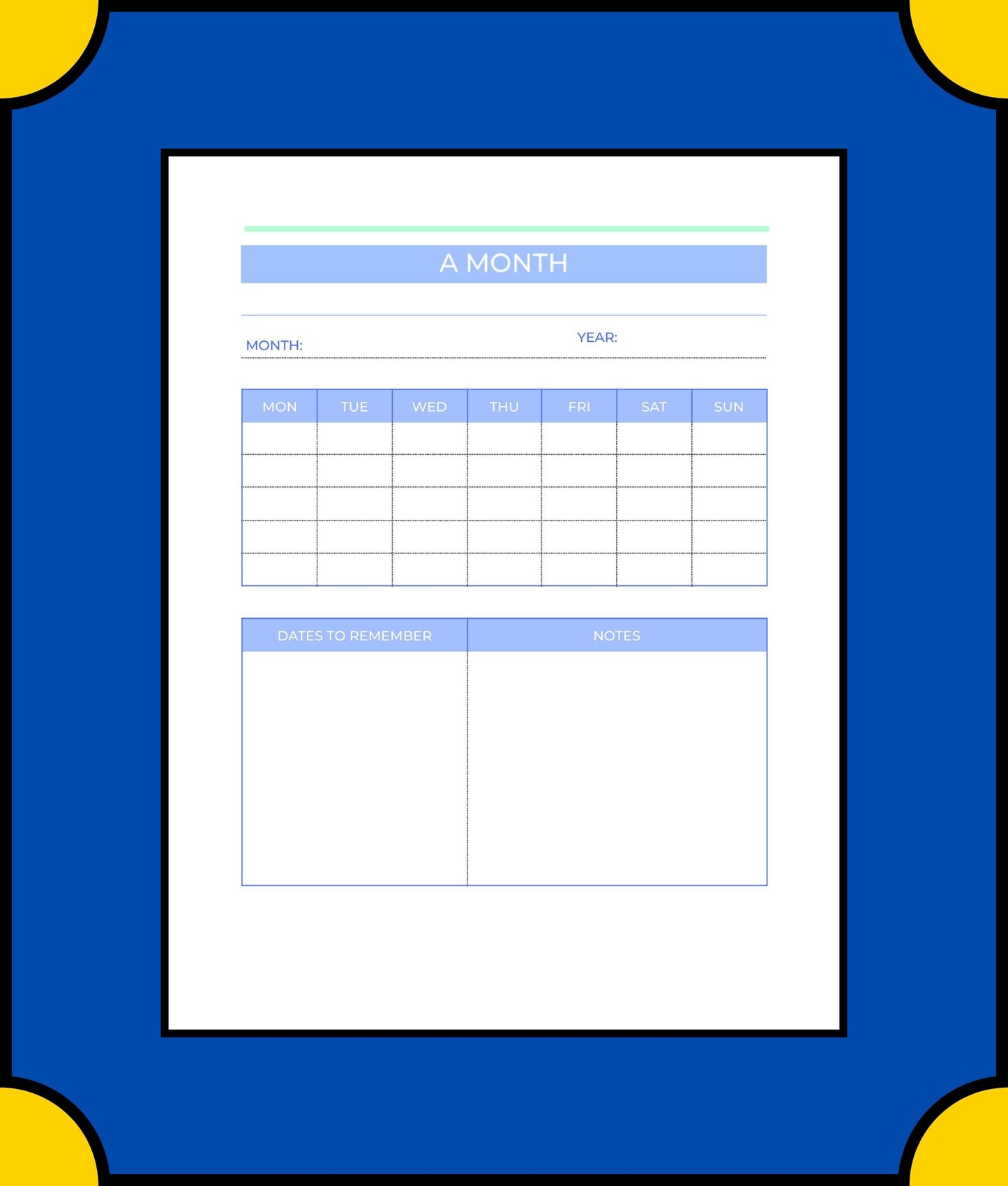 Free Academic Semester Planner Template