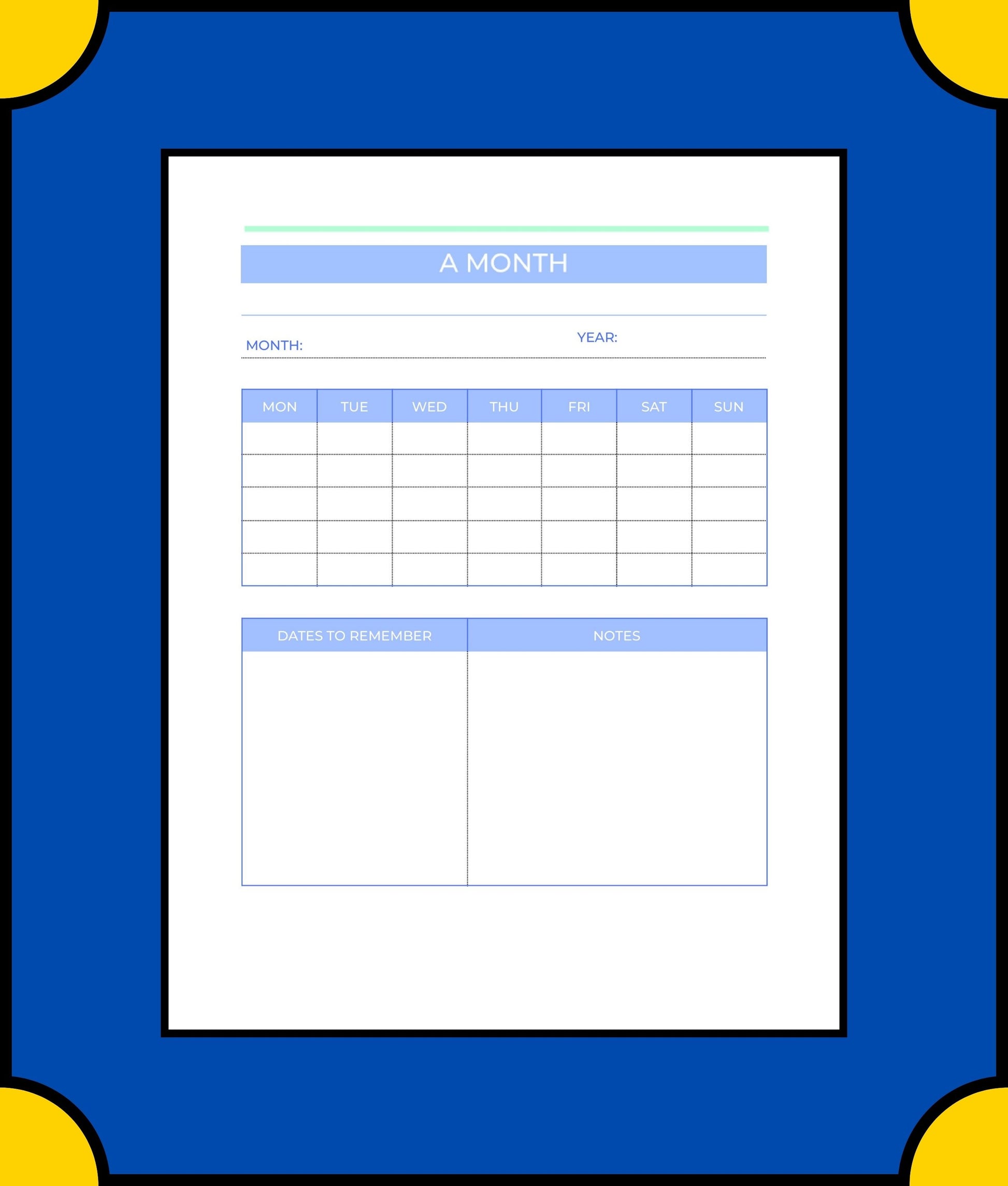 Free Academic Semester Planner Template