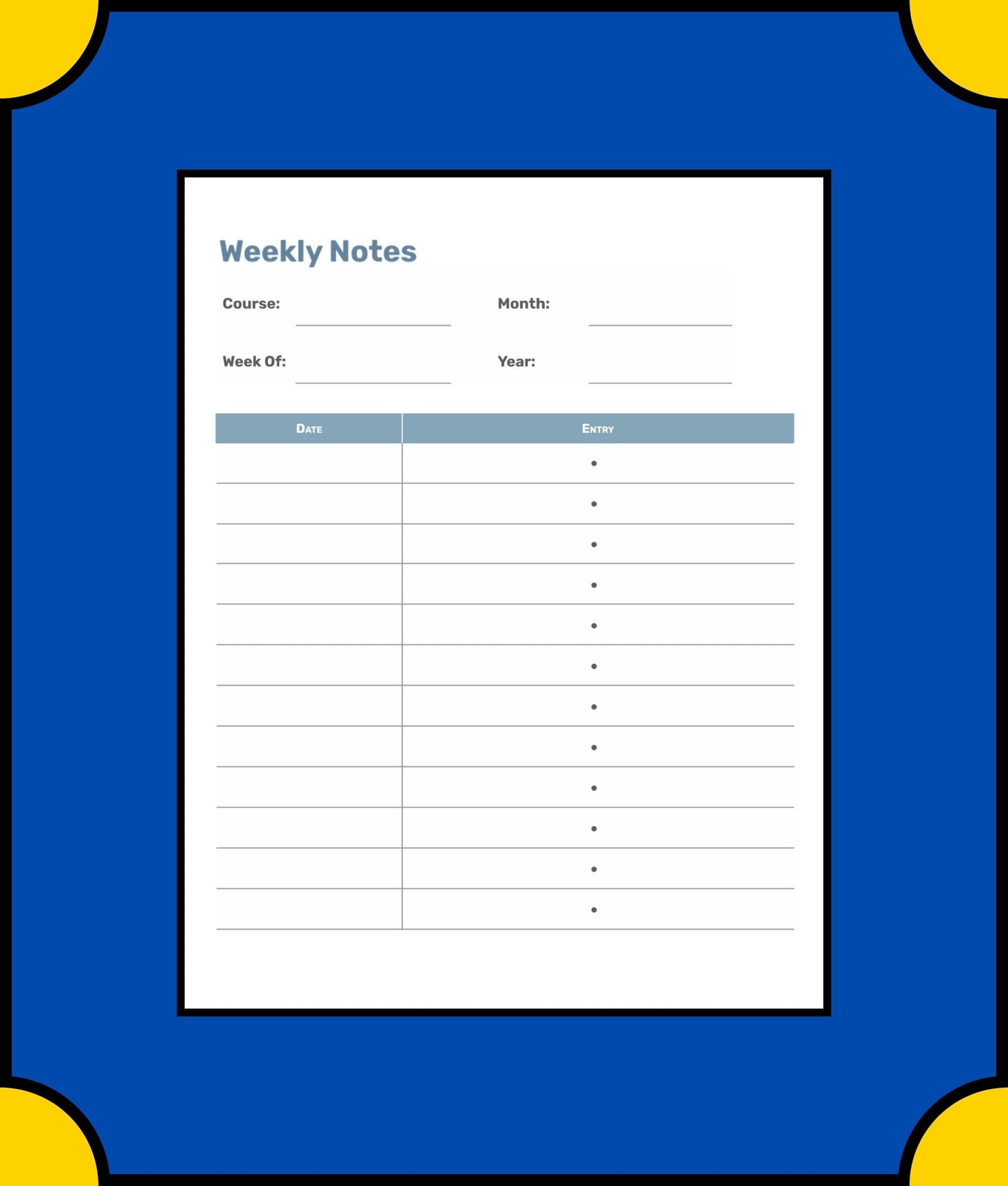 Free Notes School Planner Template