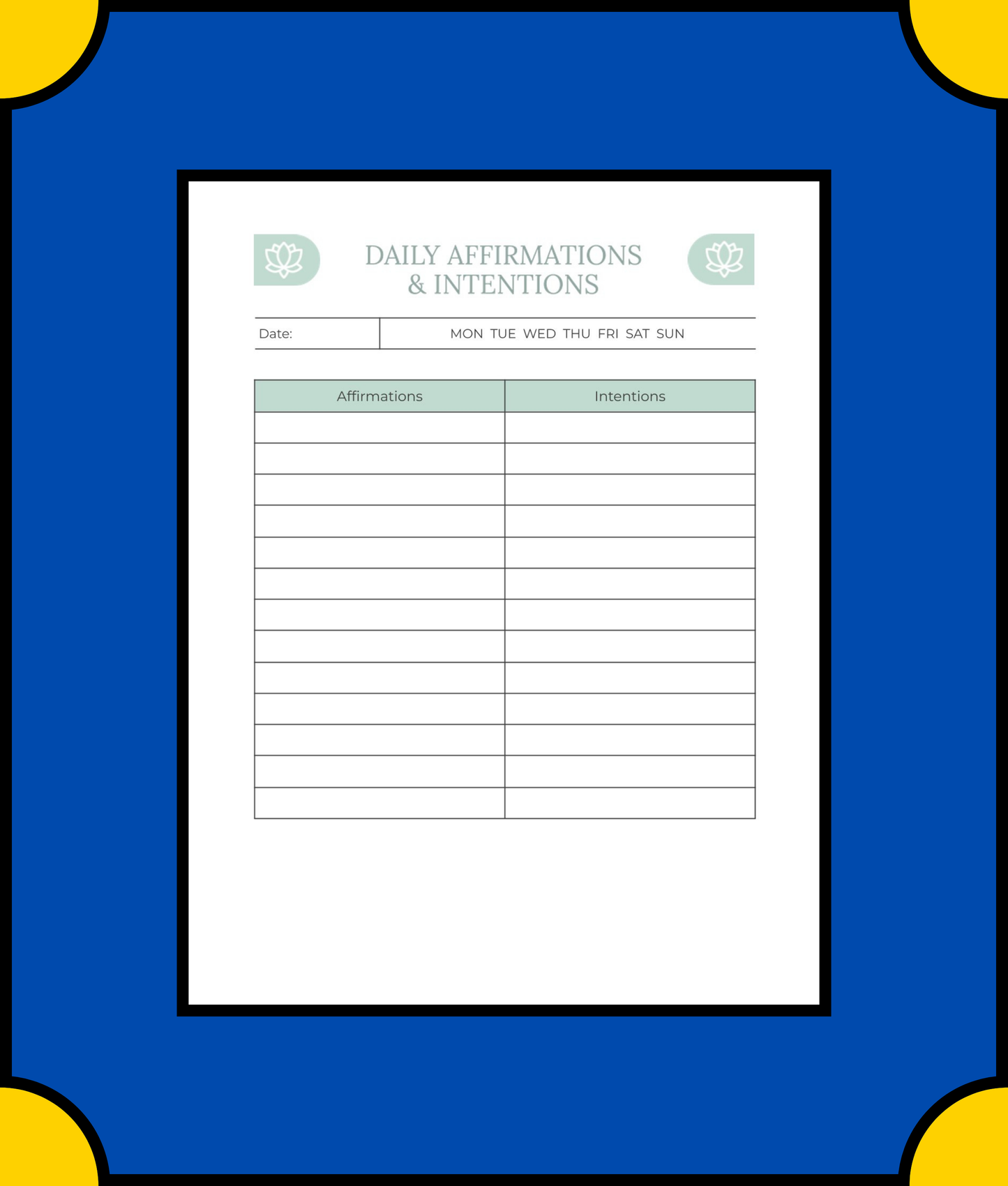 Free Yoga & Meditation Daily Planner Template