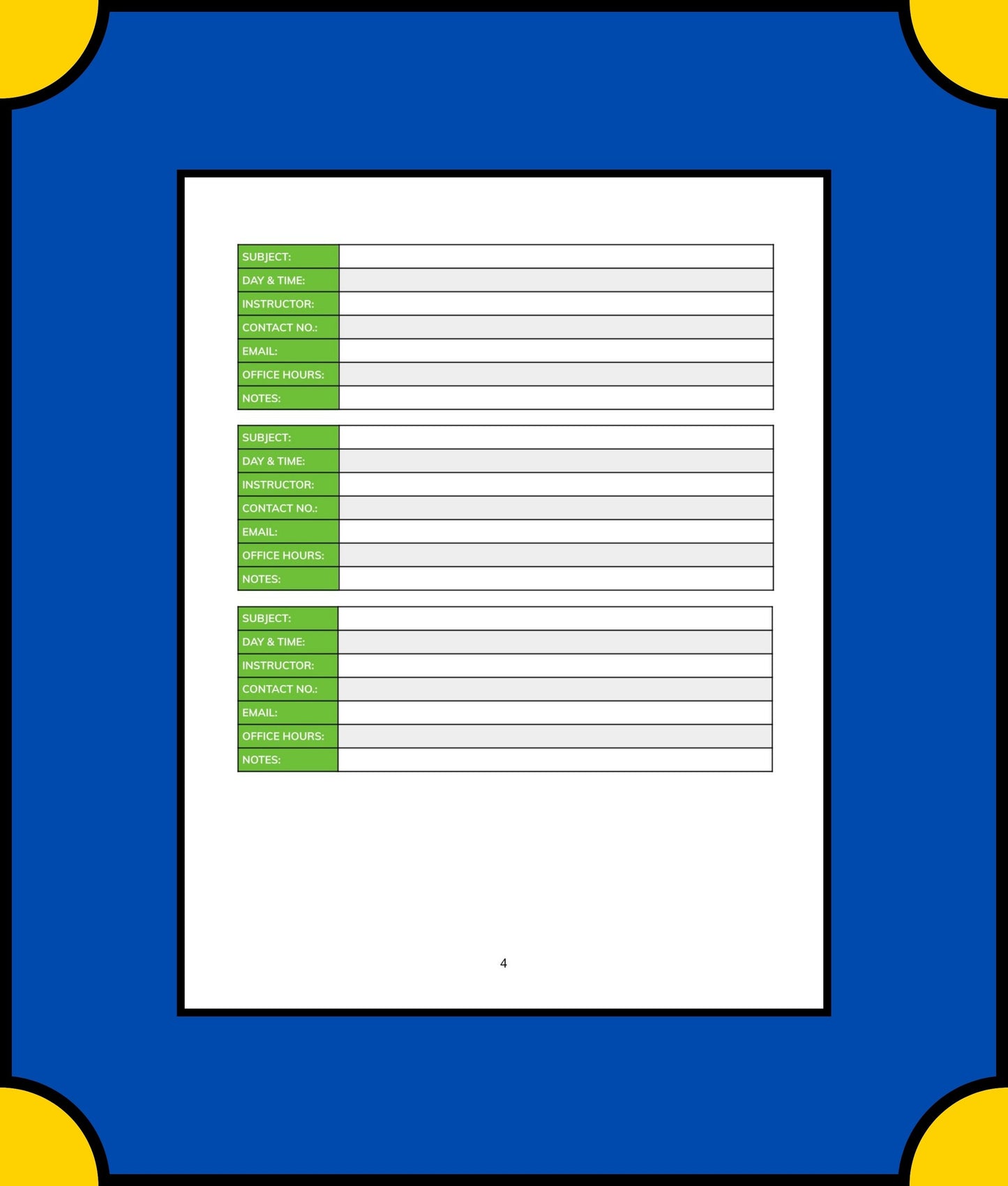 Free High School Student Planner Template