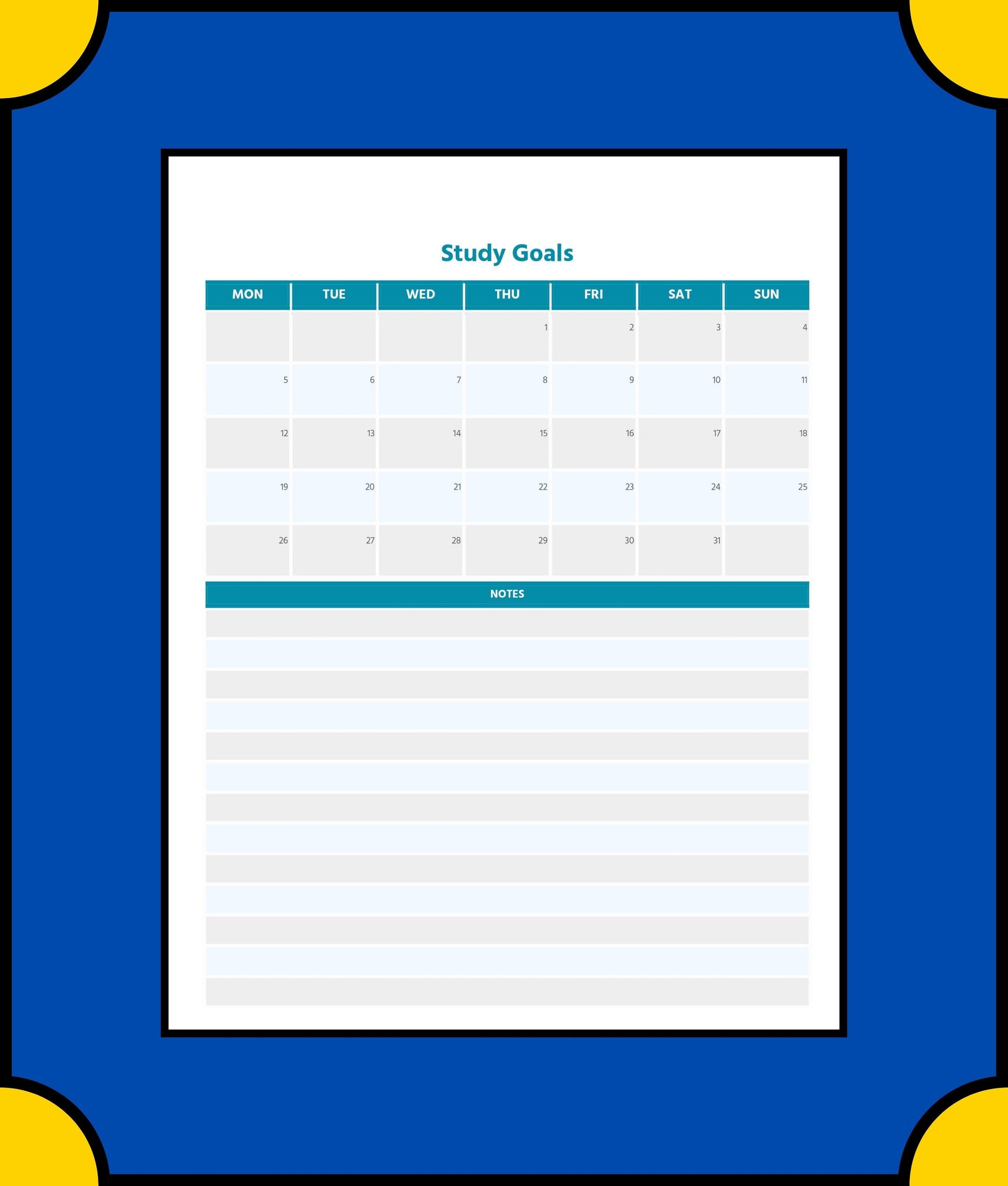 Free Academic Planner Template