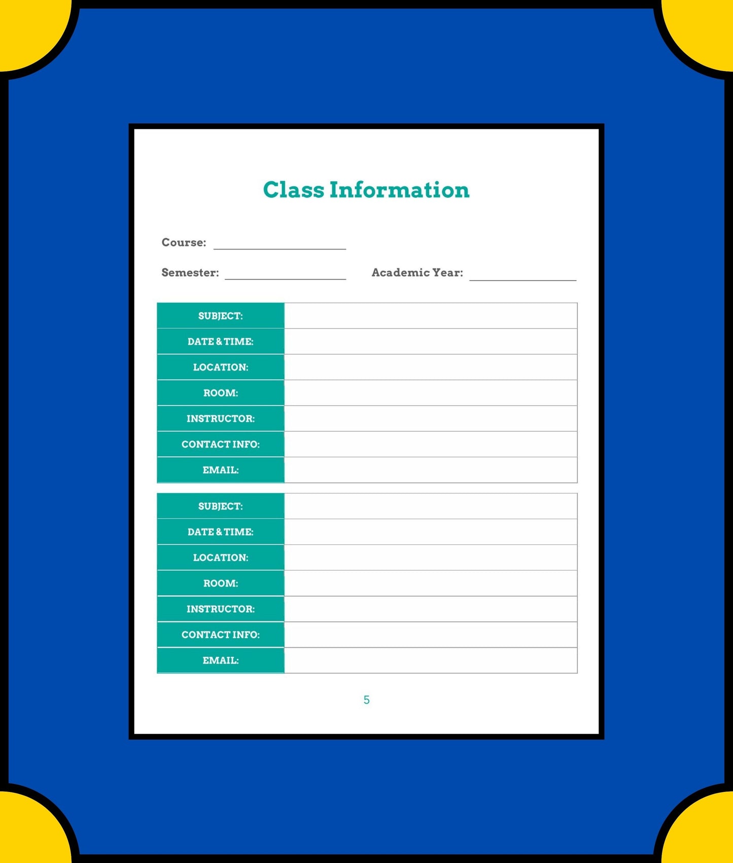 Free Monthly School Planner Template