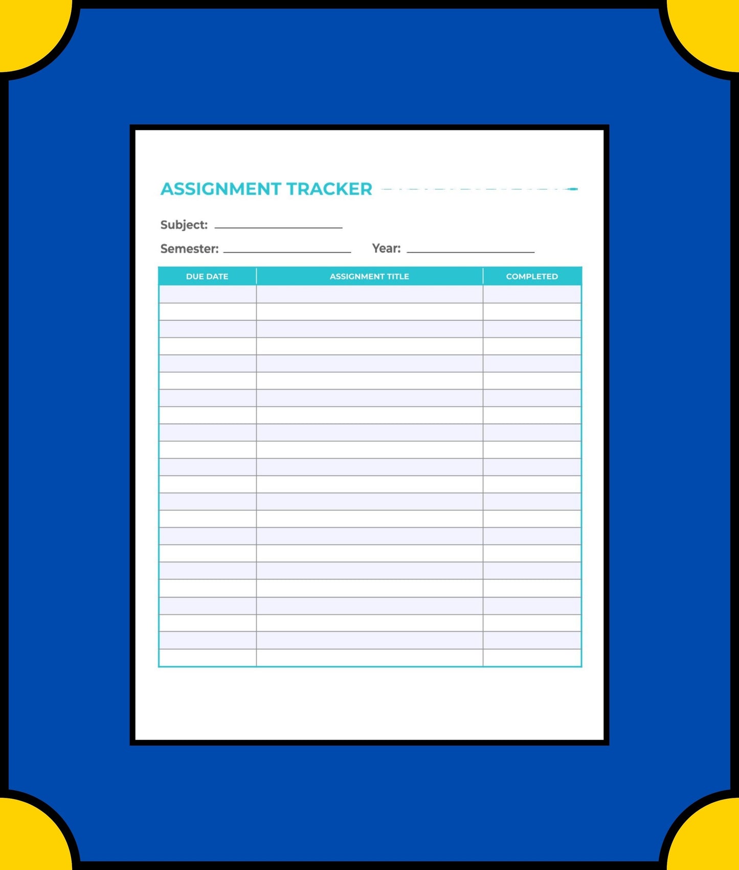 Free Digital Academic Planner Template