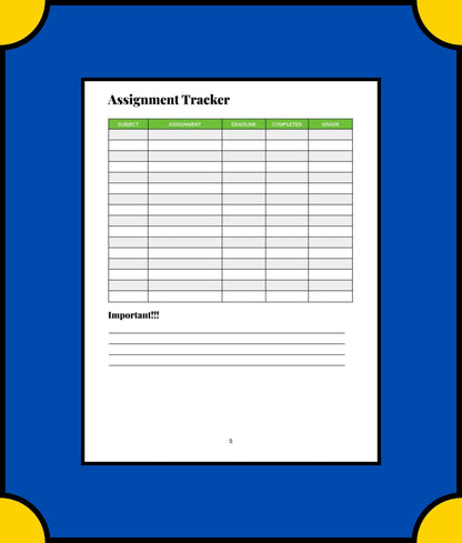 Free High School Student Planner Template