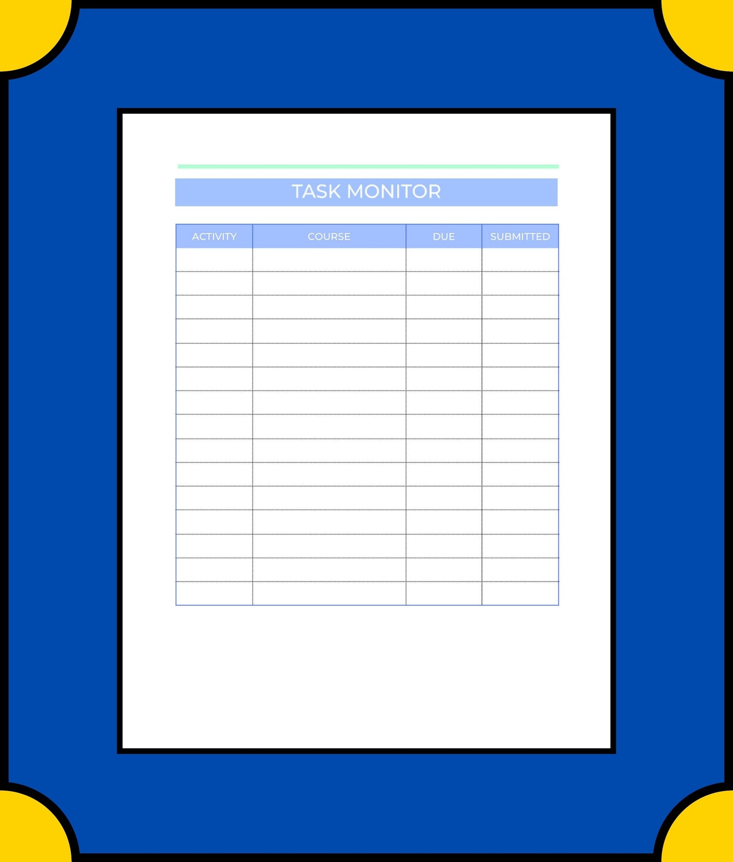 Free Academic Semester Planner Template