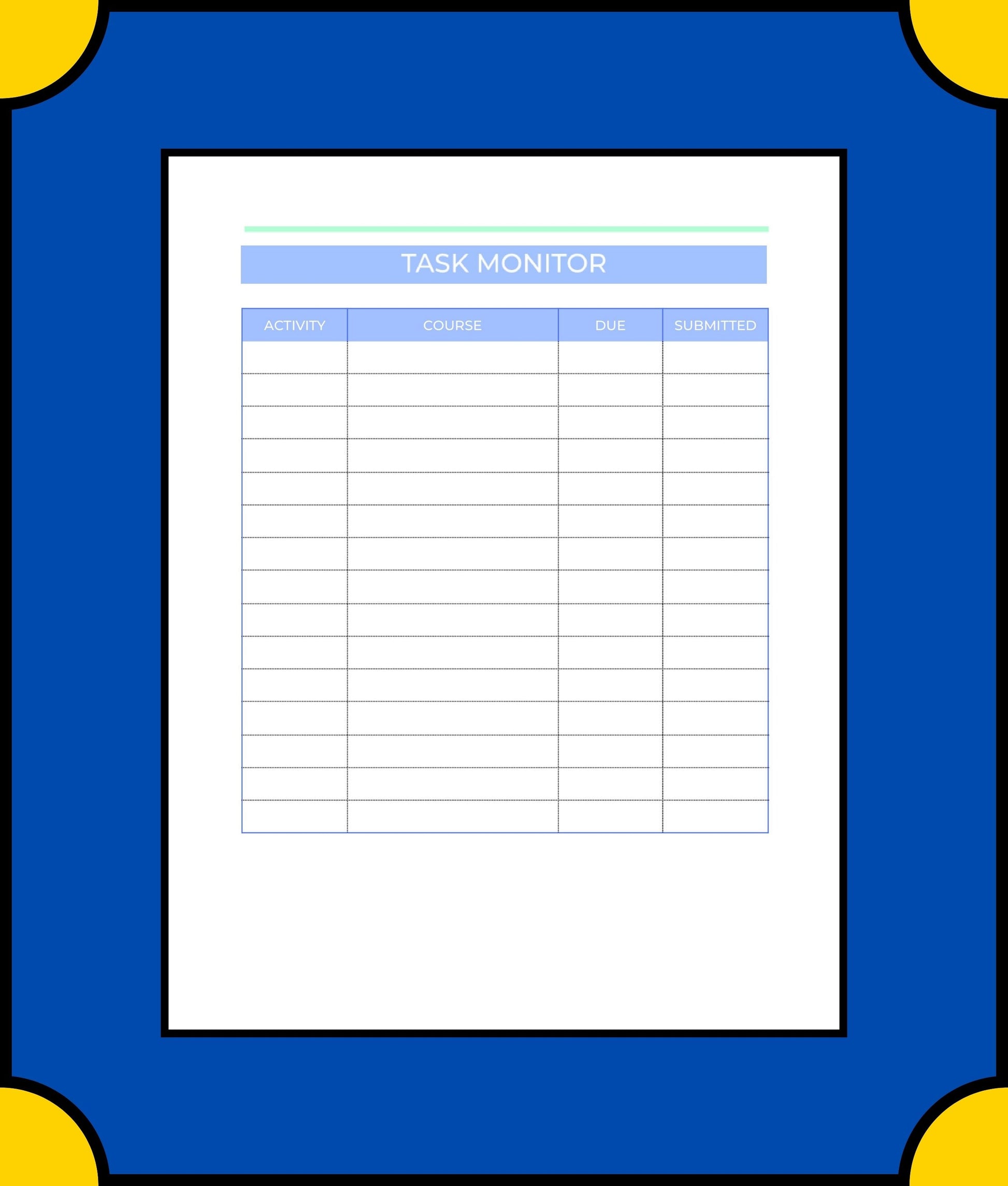 Free Academic Semester Planner Template