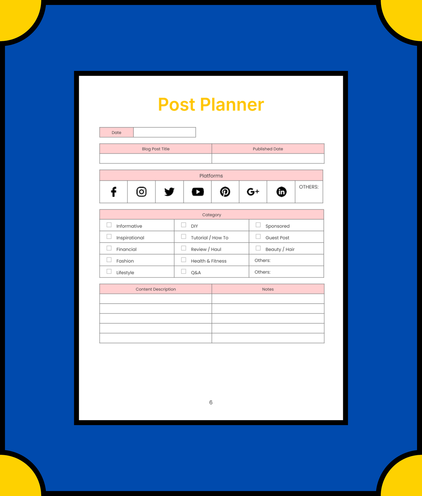 Free Editable Blog Planner Template - Boost Productivity and Organize Your Content