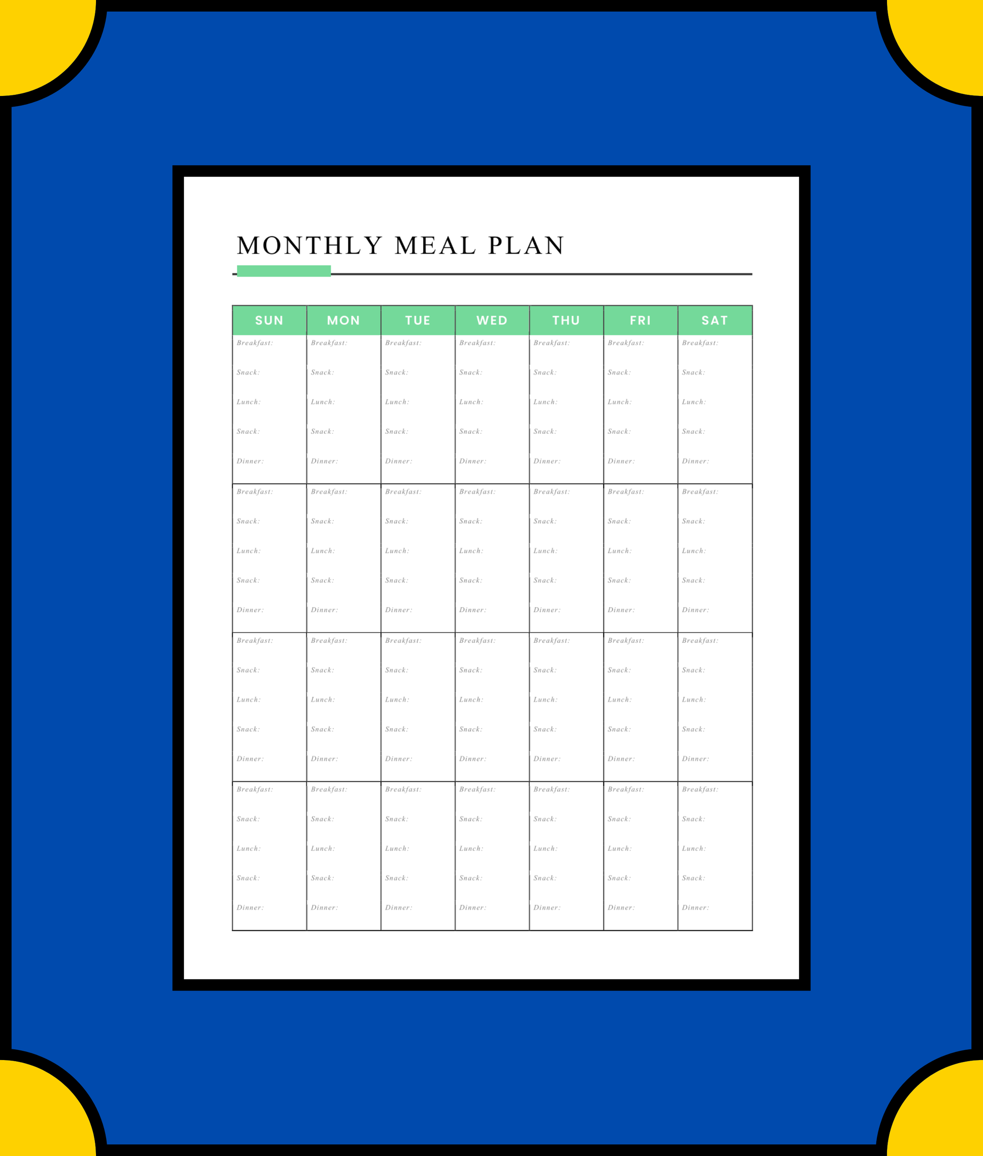 Free Online Diet Planner Template - Create a Personalized Diet Plan