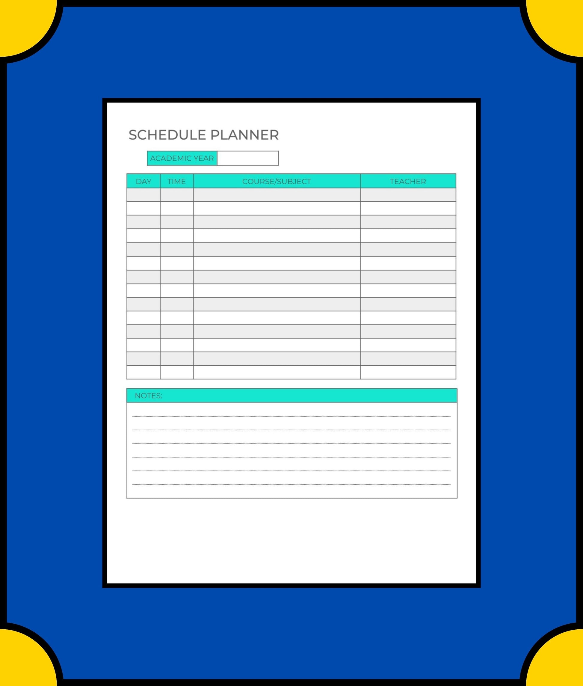 Free Grade Tracker School Planner Template