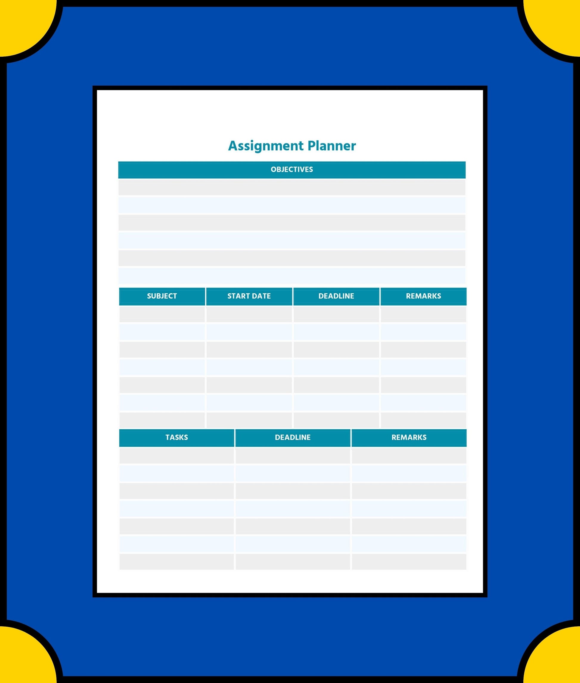 Free Academic Planner Template