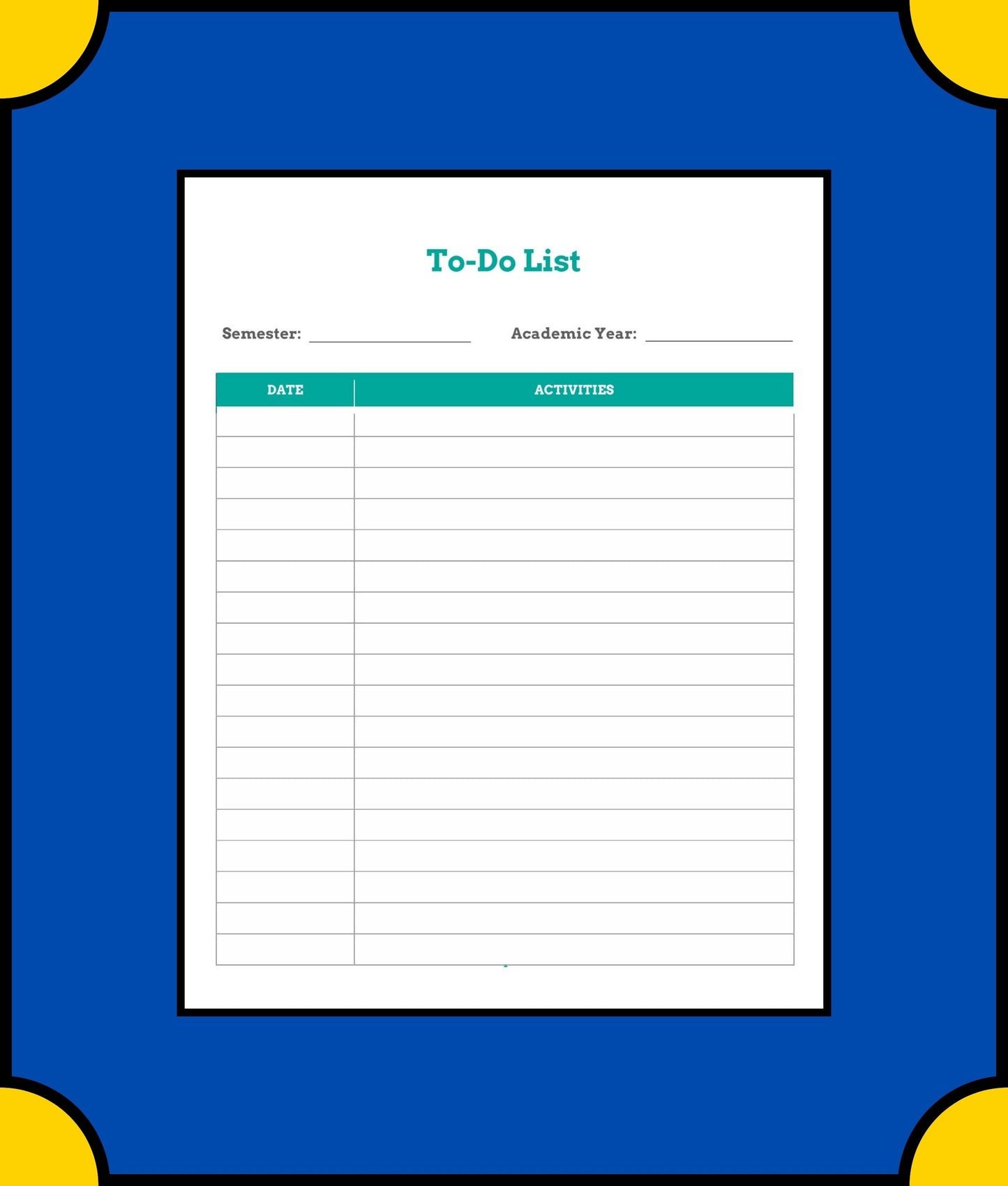 Free Monthly School Planner Template