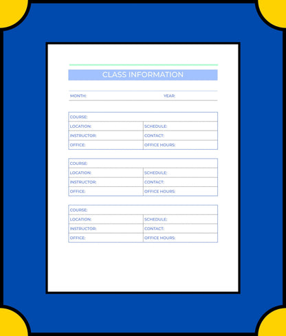 Free Academic Semester Planner Template