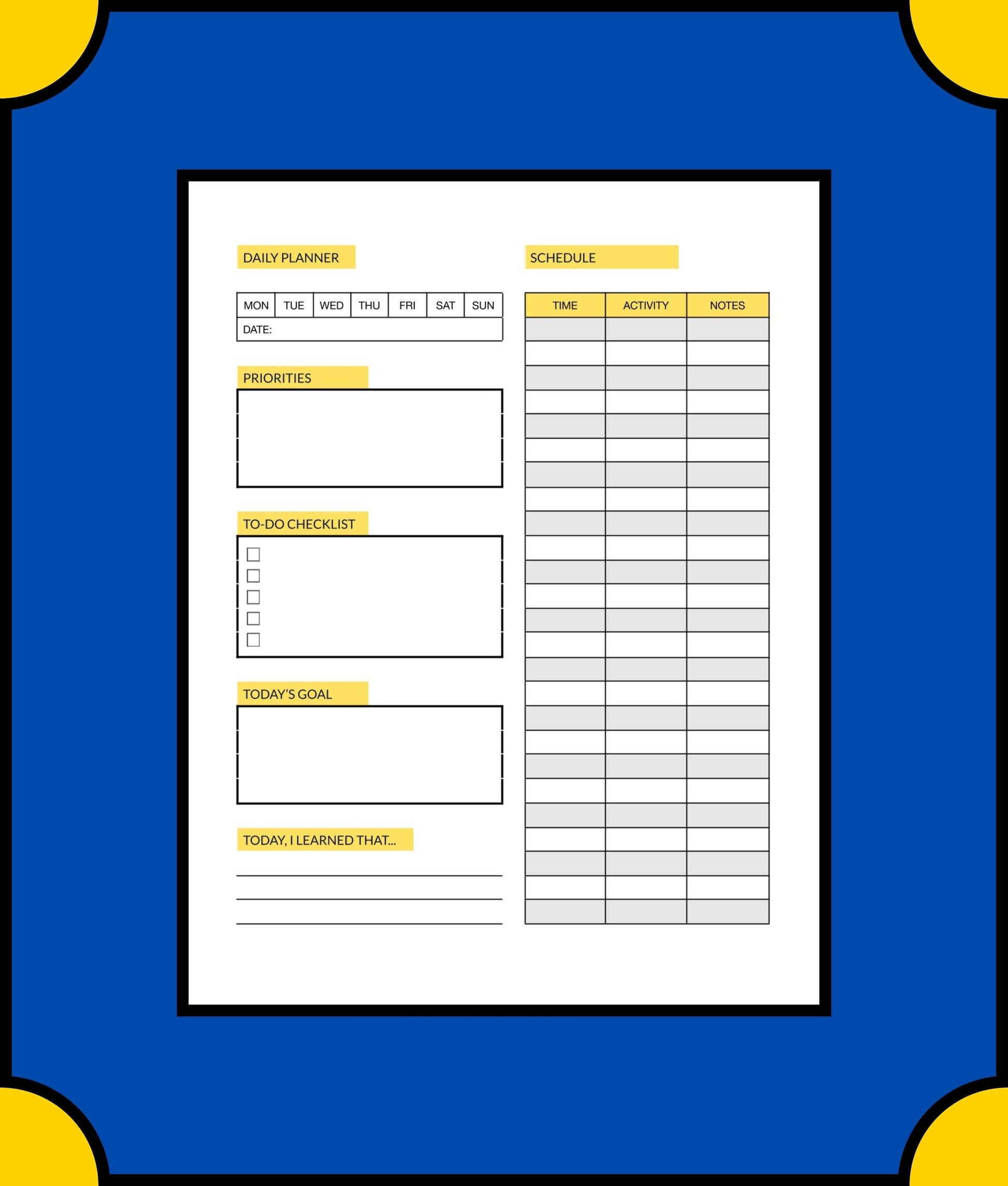 Free Student Academic Planner Template