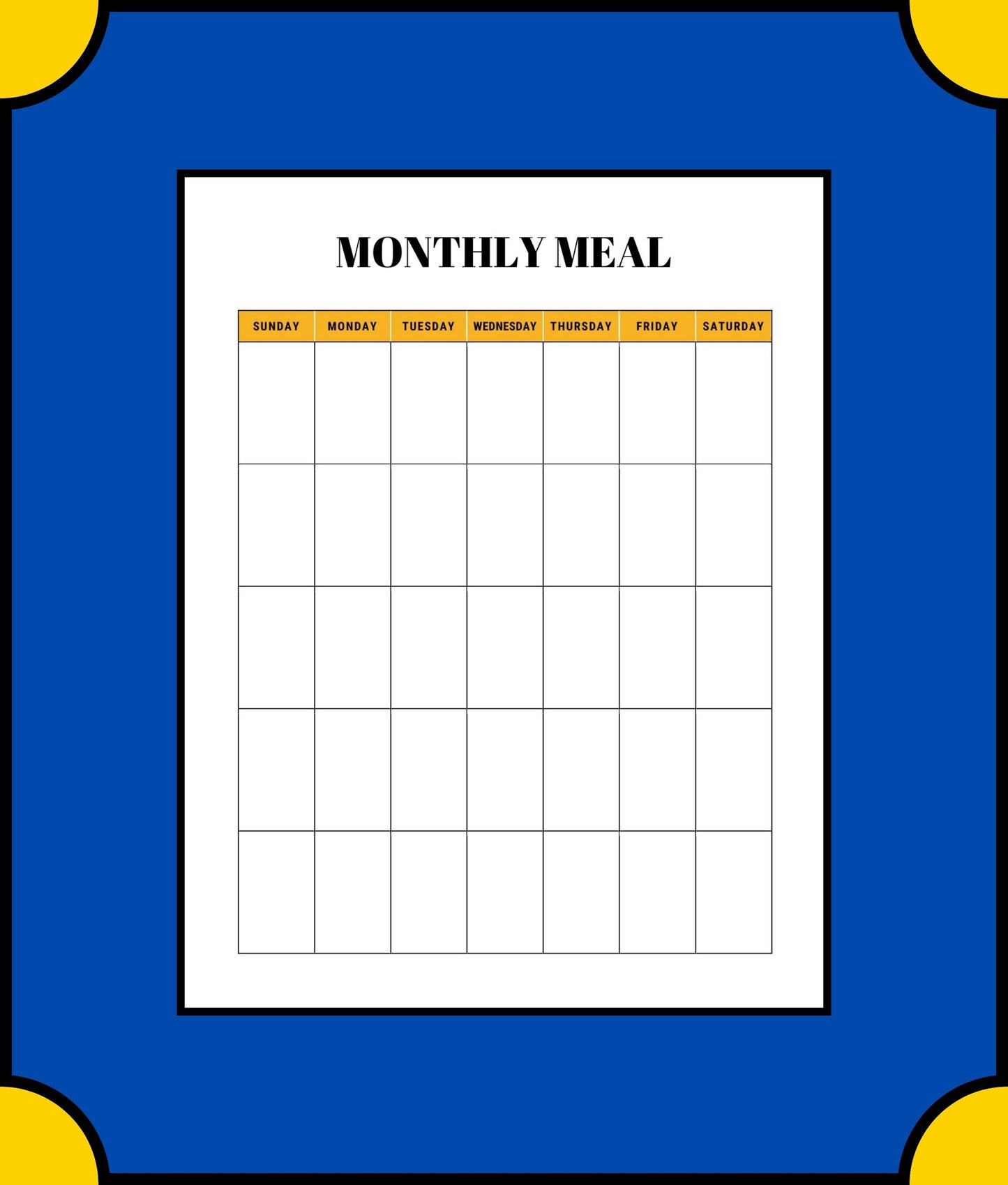 Free Monthly Meal Planner Template