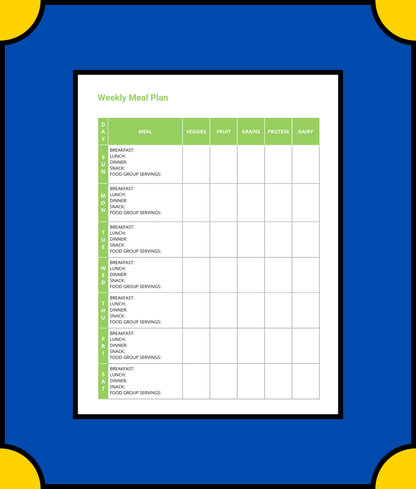 Free Weekly Diet Planner Template - Plan Your Healthy Eating for the Week