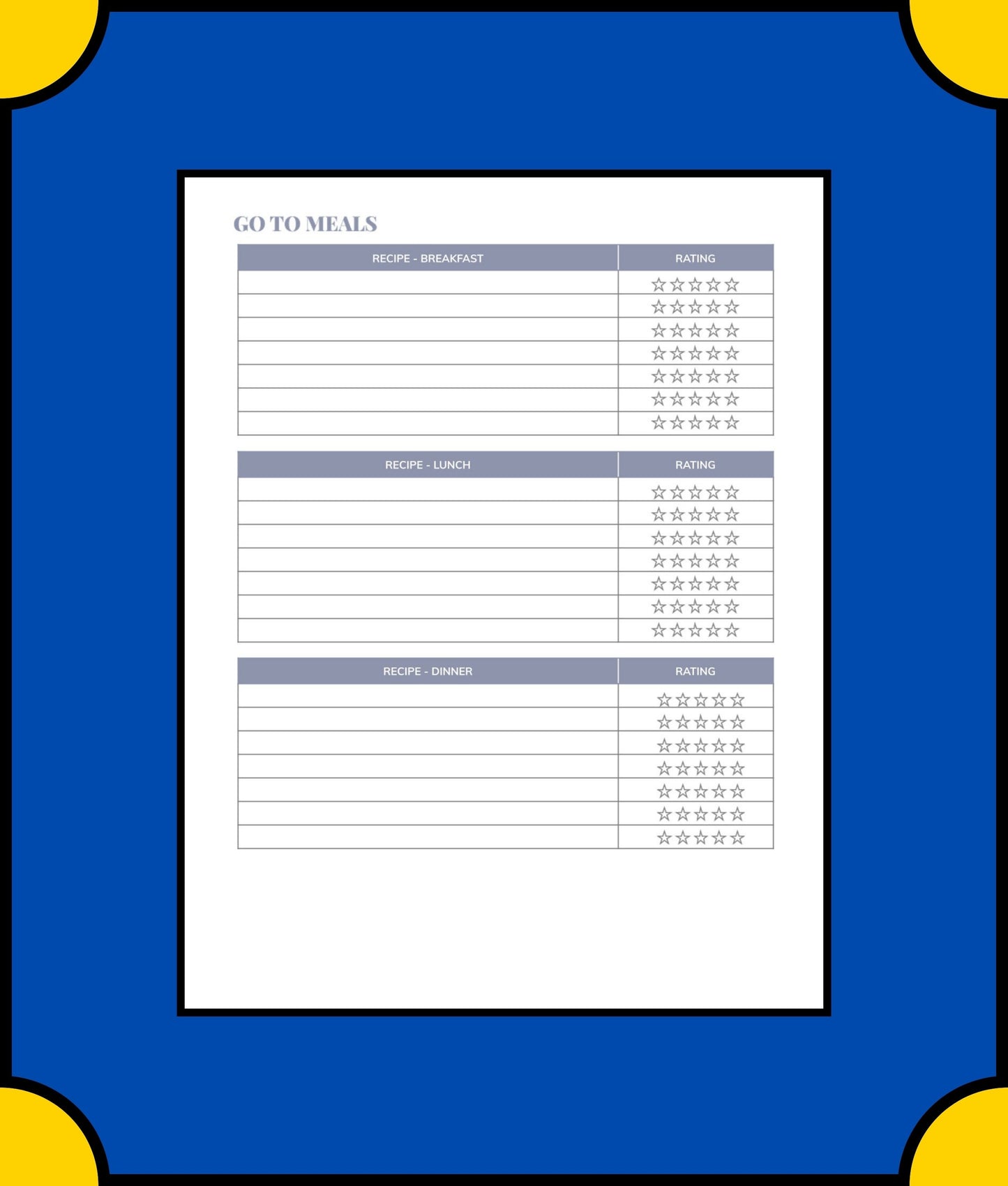 Free Family Meal Planner Template