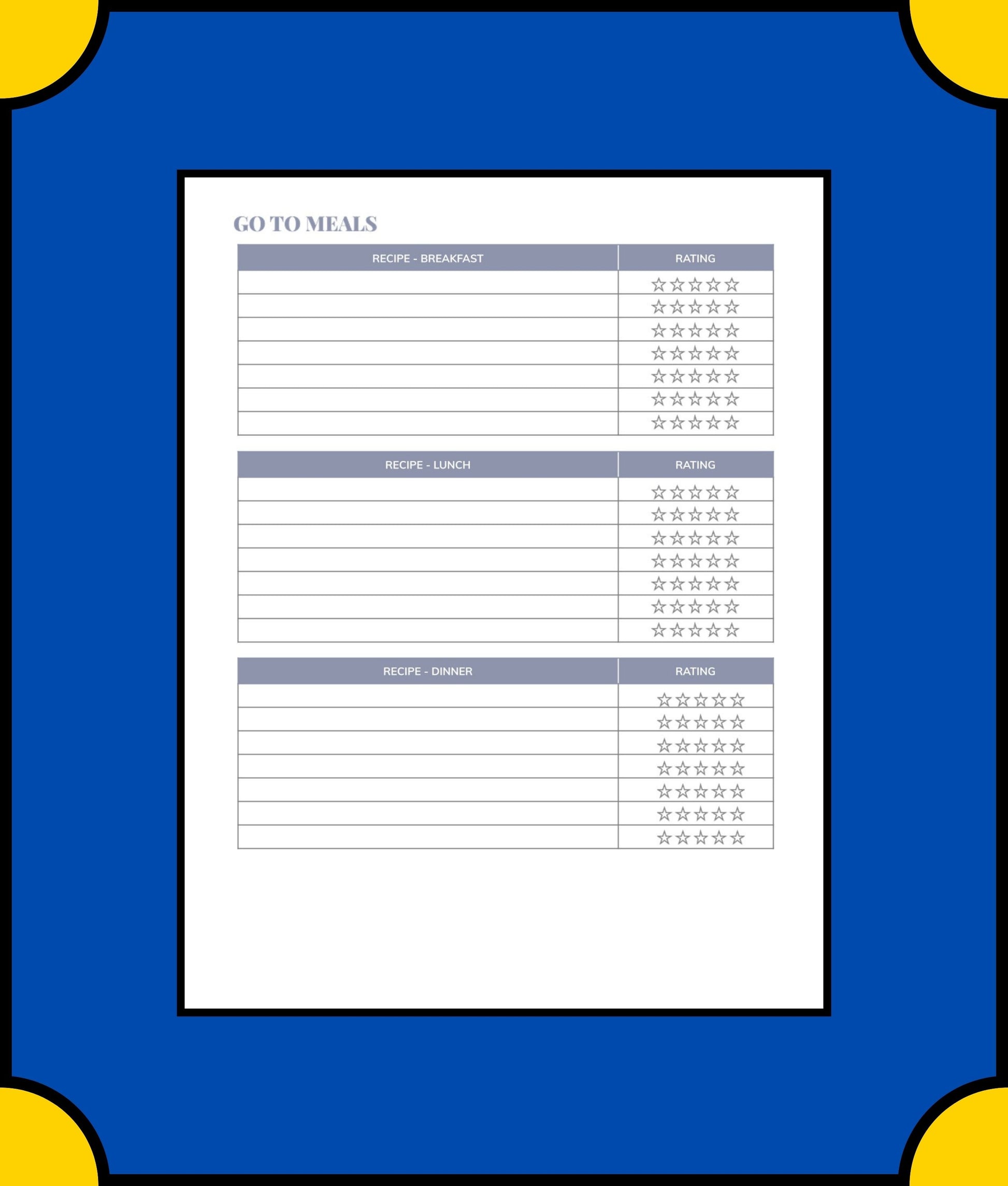 Free Family Meal Planner Template