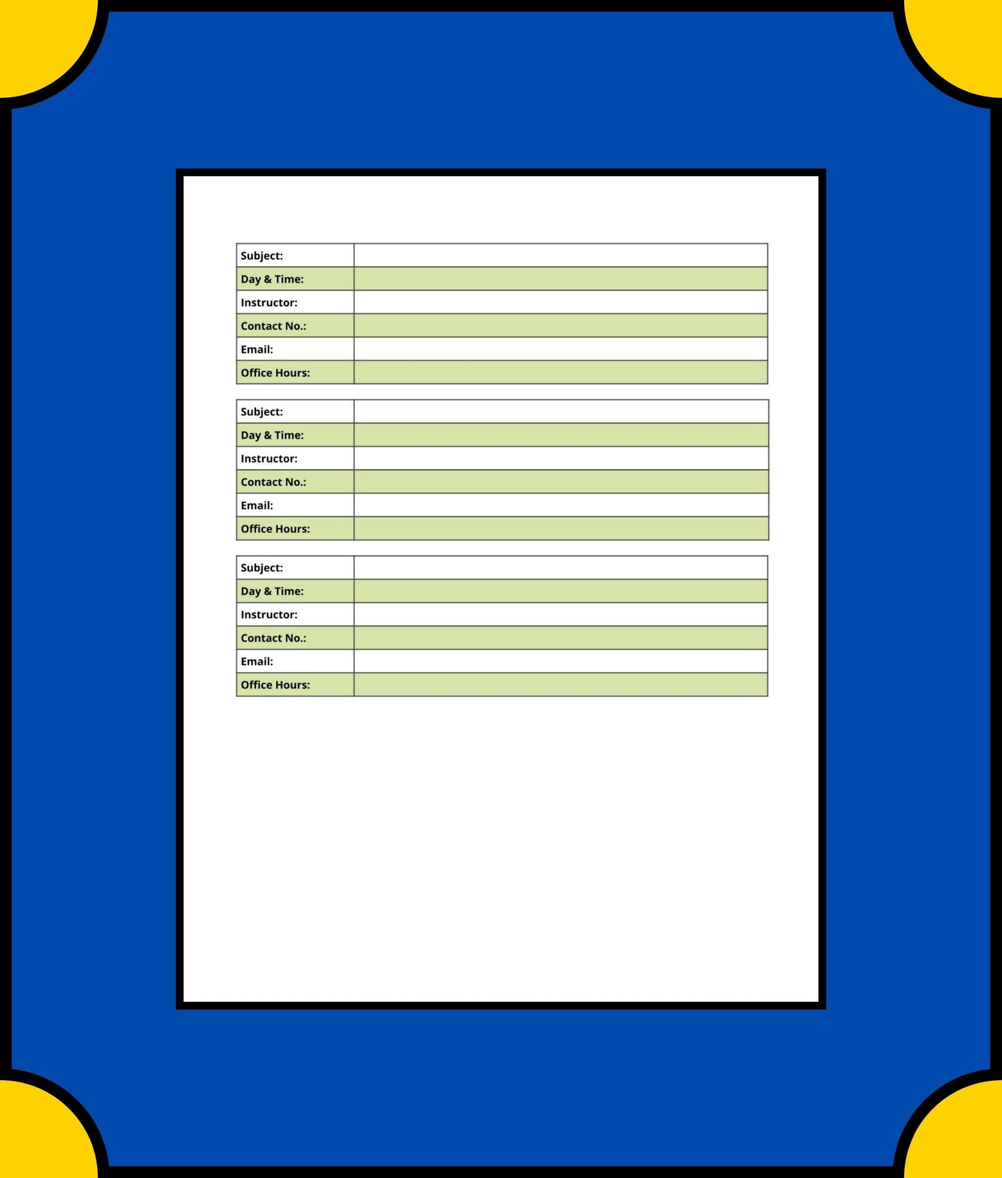 Free Homework School Planner Template