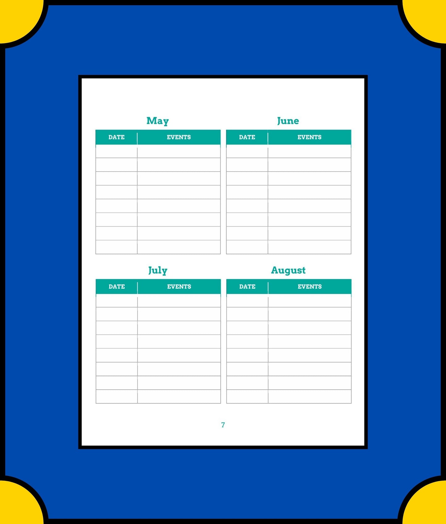 Free Monthly School Planner Template