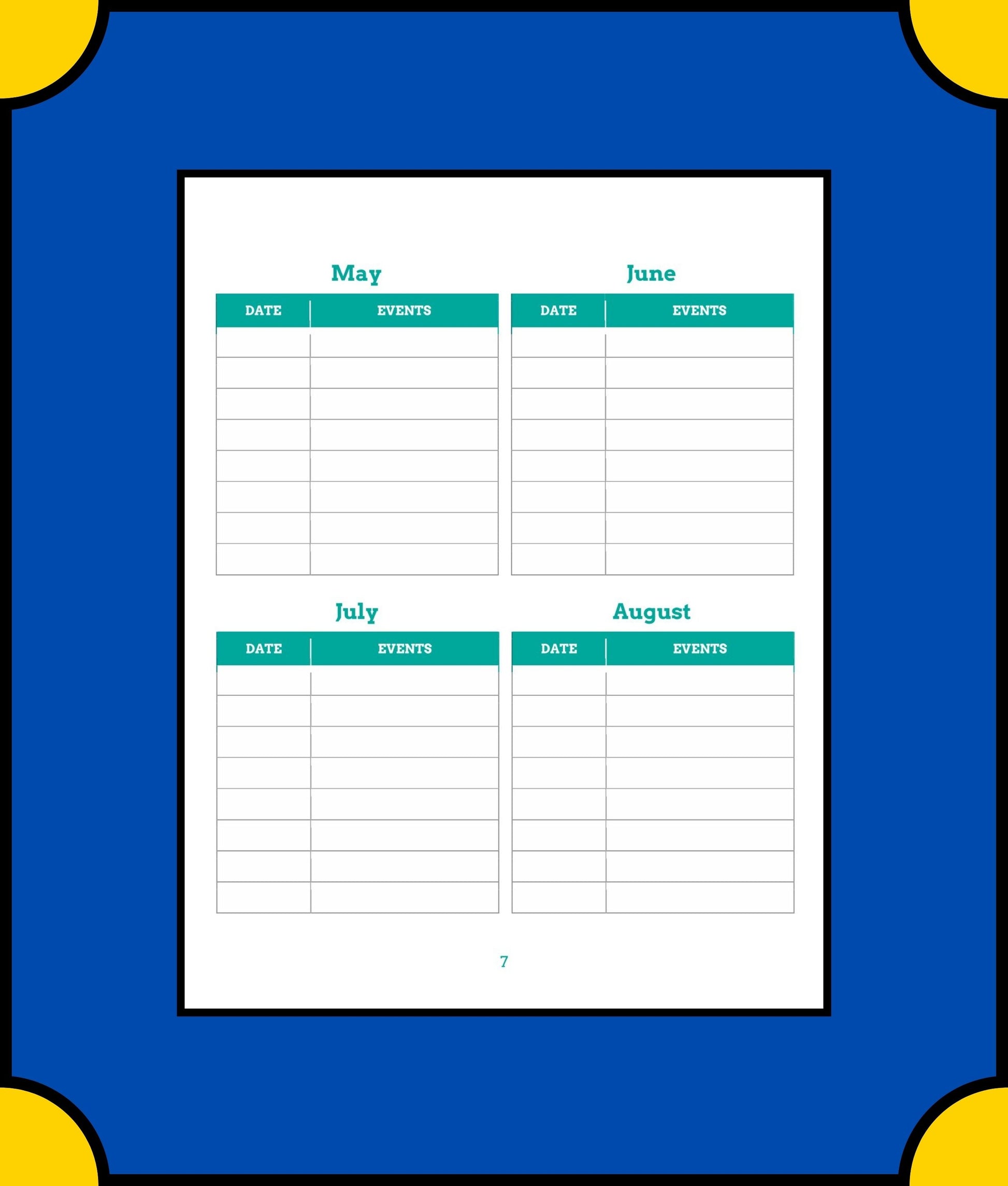 Free Monthly School Planner Template