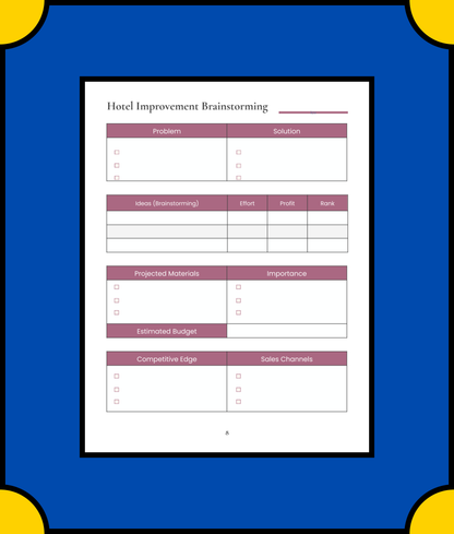 Free Hotel Business Planner Template - Manage Your Hotel Effectively