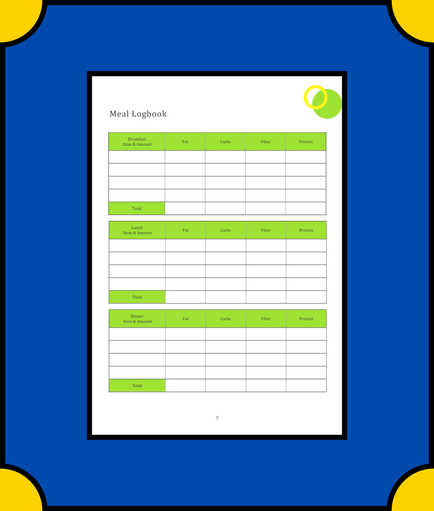 Free Food Diet Planner Template - Plan Your Healthy Meals