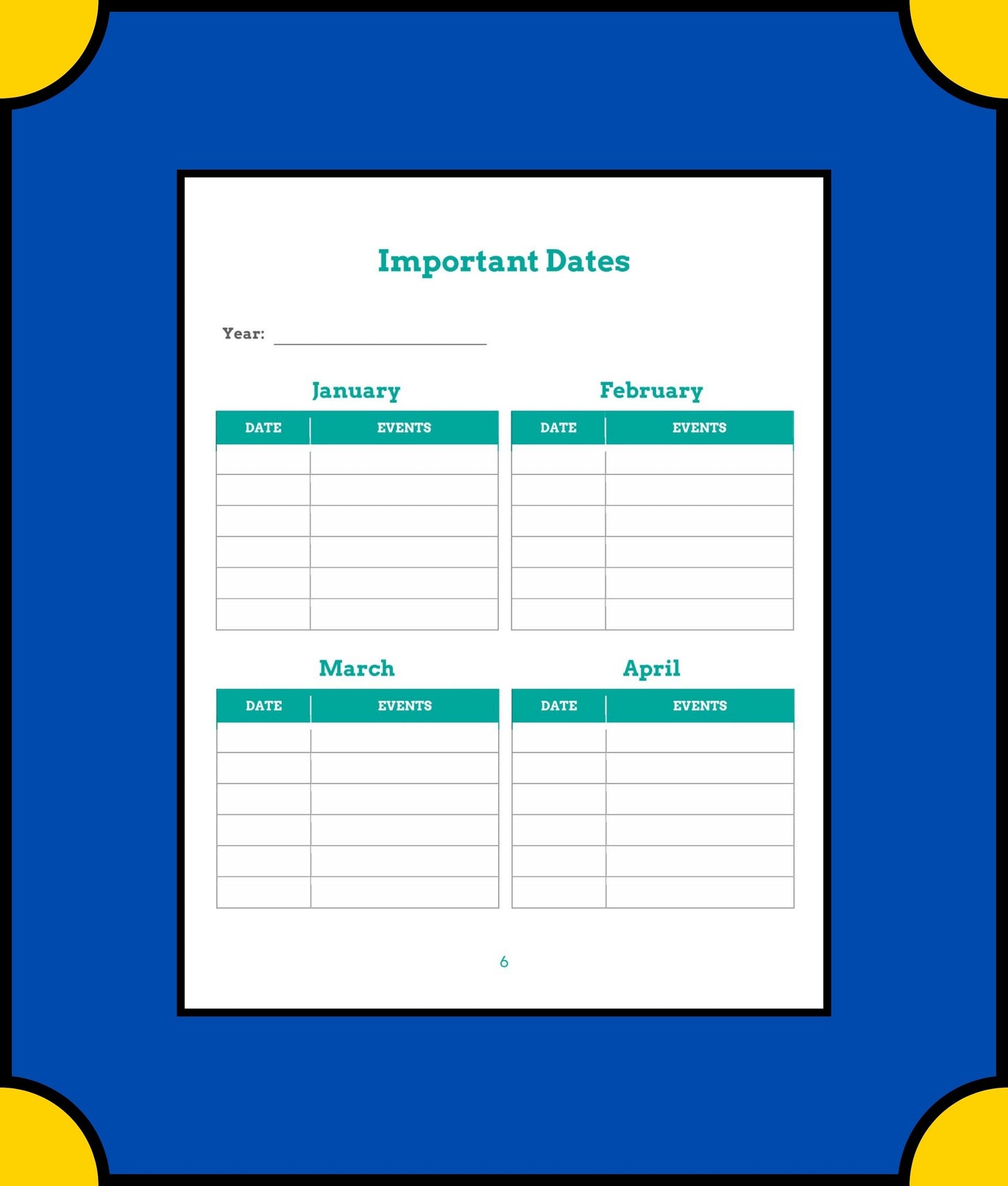 Free Monthly School Planner Template