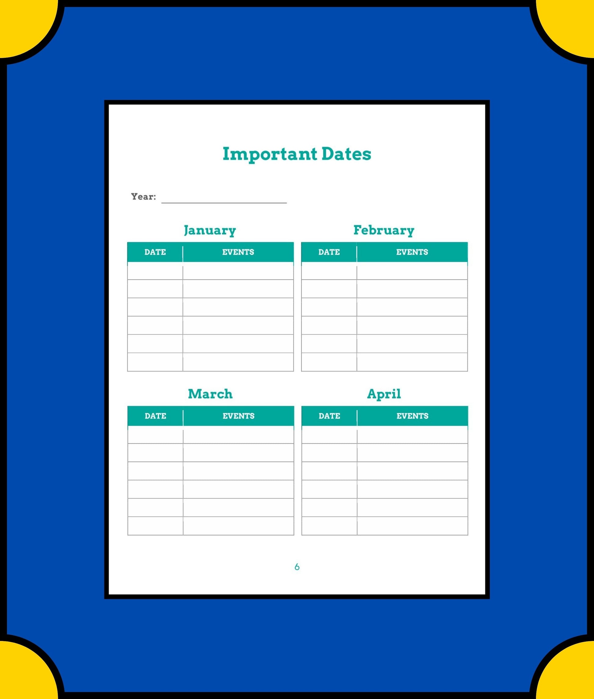 Free Monthly School Planner Template