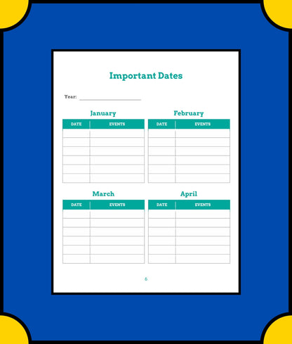 Free Monthly School Planner Template