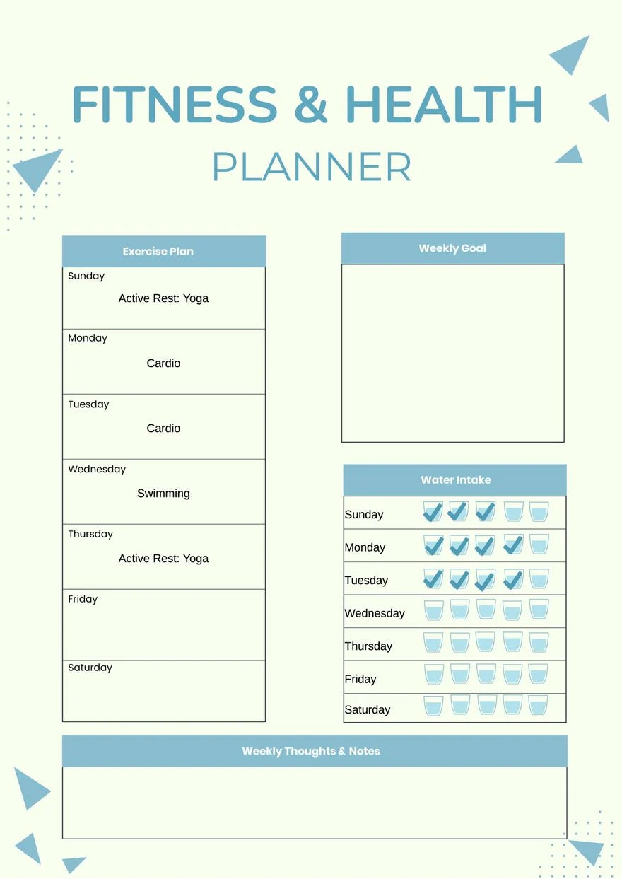 Free Fitness Health Planner Chart