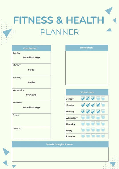 Free Fitness Health Planner Chart